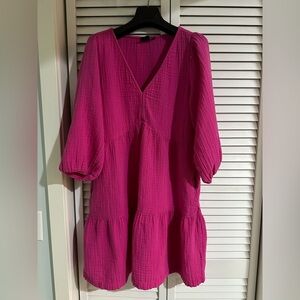 Gap hot pink gauze summer dress with pockets